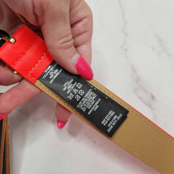 NWT Ted Baker Bright Pink Waist Belt Geniune Leather Gold Colored Hardwear XS